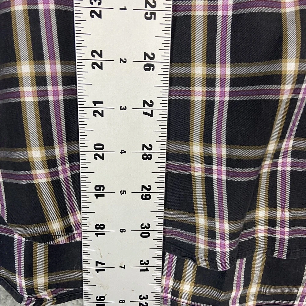 Peter Millar Button Down Shirt Mens Large Blue Black Plaid Long Sleeve‎
